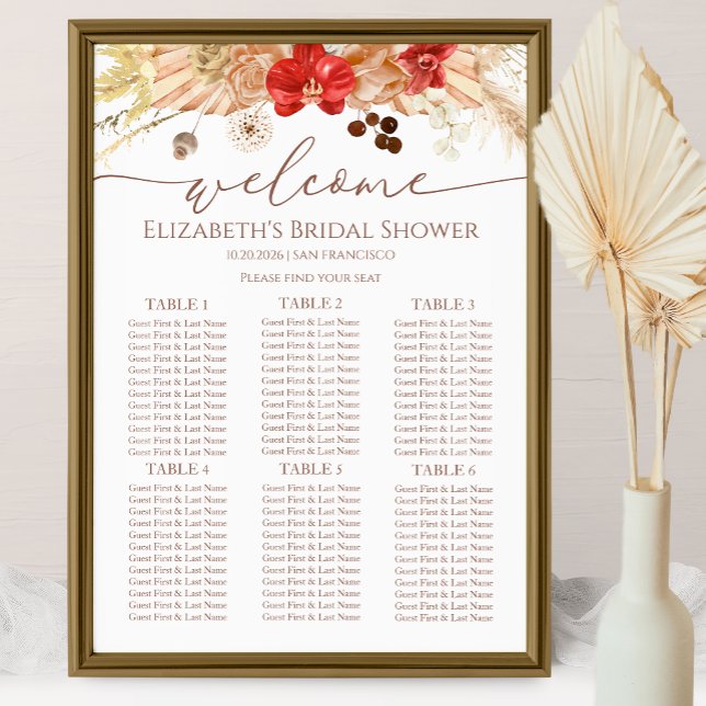 Terracotta Boho Bridal Shower Seating Charts (Creator Uploaded)