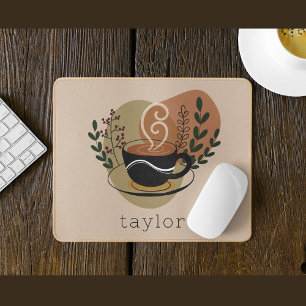 Terracotta Boho Coffee Themed Personalised Mouse Pad