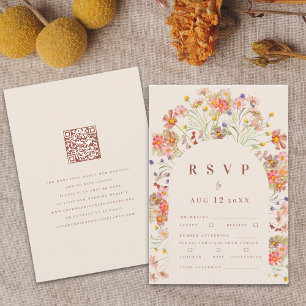 Terracotta Boho Fall Floral Meal Options RSVP Card
