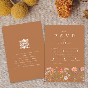 Terracotta Boho Fall Floral Meal Options RSVP Card