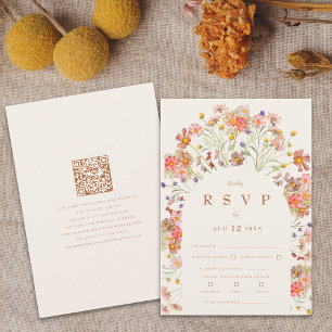 Terracotta Boho Fall Floral Meal Options RSVP Card