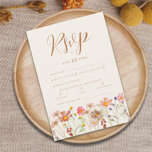 Terracotta Boho Fall Floral Meal Options RSVP Card