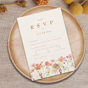 Terracotta Boho Fall Floral Meal Options RSVP Card