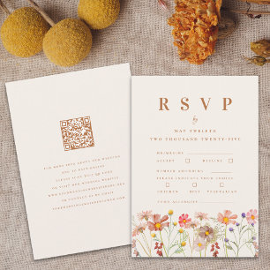 Terracotta Boho Fall Floral Meal Options RSVP Card