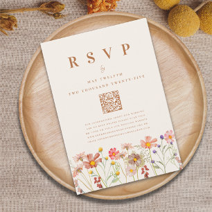 Terracotta Boho Fall Floral Meal Options RSVP Card
