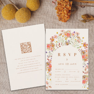 Terracotta Boho Fall Floral Meal Options RSVP Card