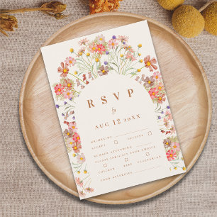 Terracotta Boho Fall Floral Meal Options RSVP Card