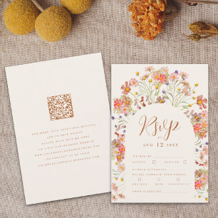 Terracotta Boho Fall Floral Meal Options RSVP Card