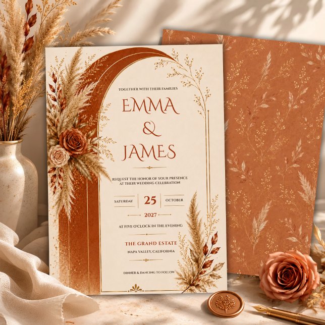 Terracotta Boho Fall Wedding Arch Invitation (Creator Uploaded)