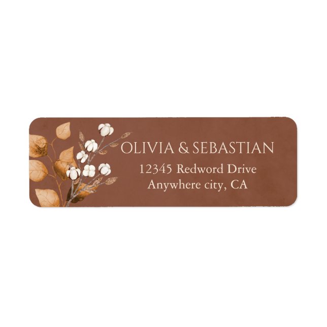 Terracotta  Boho Fall Wedding Return Address Label (Front)