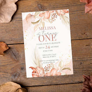 Terracotta Boho Floral 1st Birthday Invitation 