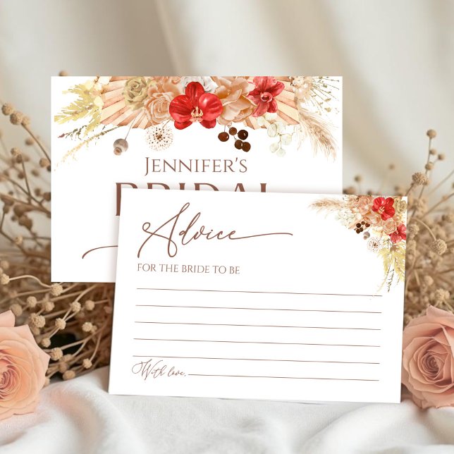 Terracotta Boho Floral Bridal Shower Advice Card (Creator Uploaded)