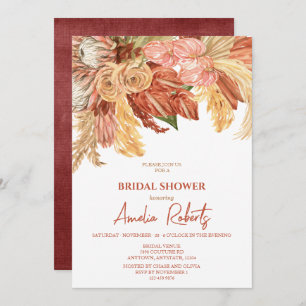 Terracotta Boho Floral Bridal Shower Invitation