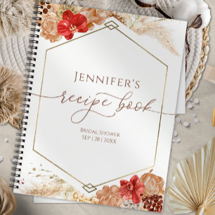 Terracotta Boho Floral Bridal Shower Recipe Book
