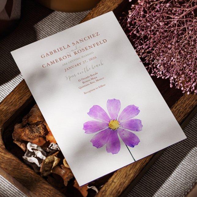 Terracotta Boho Floral Daisy Wedding Invitation (Creator Uploaded)