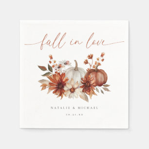 Terracotta Boho Floral Fall in Love Wedding Napkin