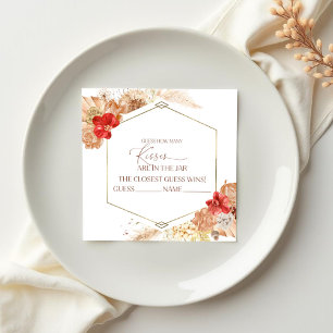 Terracotta Boho Floral Guess How Many Kisses Cards