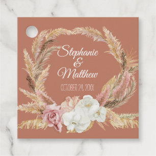 Terracotta Boho Floral Tropical Pampas Wedding Favour Tags