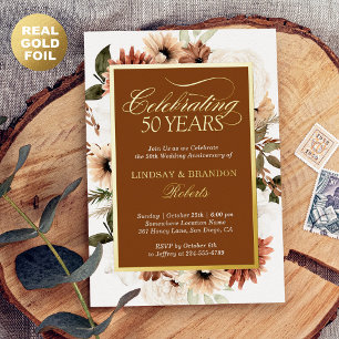 Terracotta Boho Floral Wedding Anniversary Gold