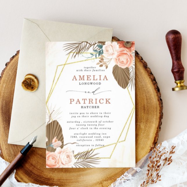Terracotta Boho Floral Wedding Invitation (Creator Uploaded)