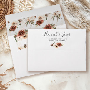 Terracotta Boho Floral Wedding Return Address Envelope