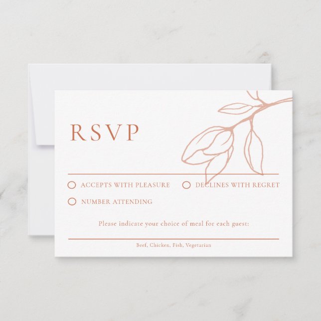 Terracotta Boho floral Wedding RSVP card (Front)