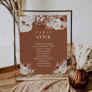 Terracotta Boho Floral Wedding seating charts card
