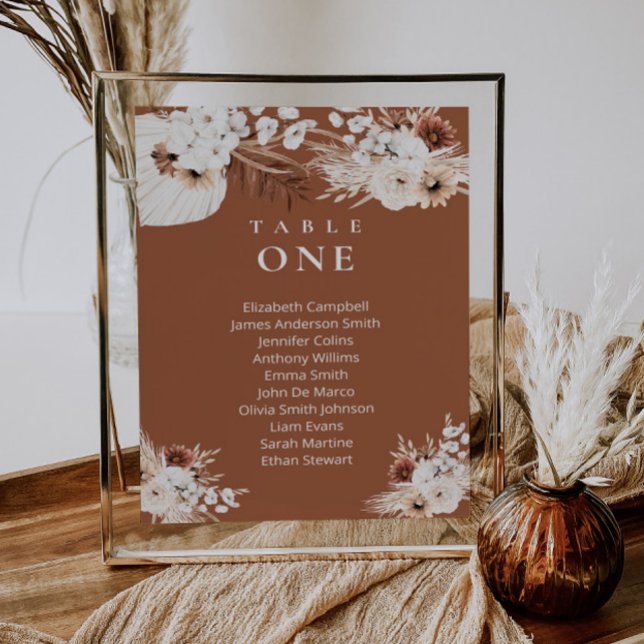 Terracotta Boho Floral Wedding seating charts card (Creator Uploaded)