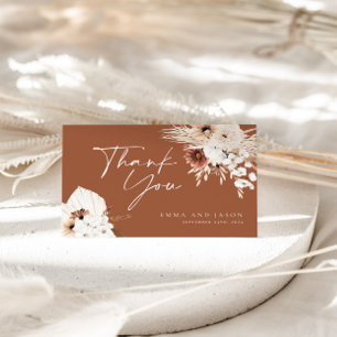 Terracotta Boho Floral Wedding Thank You Card