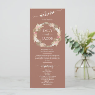 Terracotta Boho Floral Wreath Wedding Flat Program Programme