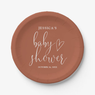 Terracotta Boho Gender Neutral Baby Shower Paper Plate