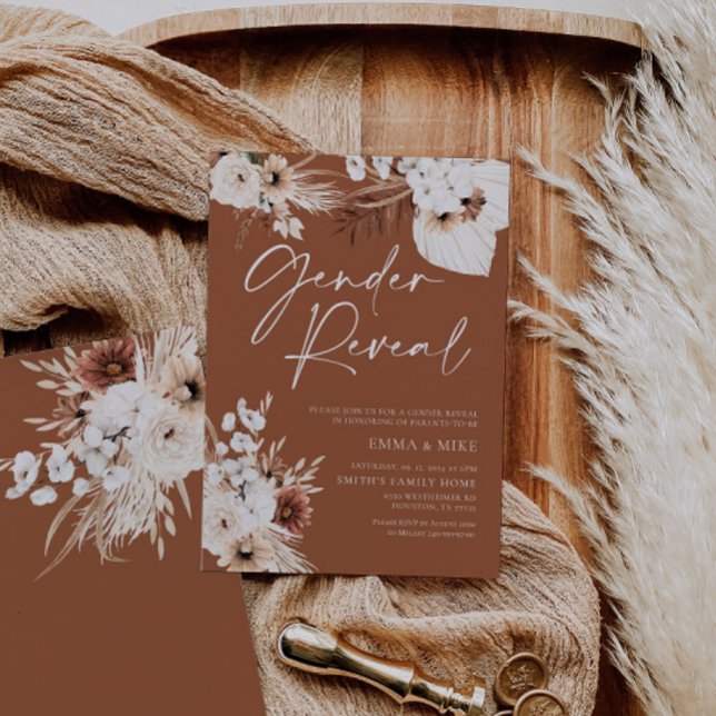Terracotta Boho Gender Reveal Invitation (Creator Uploaded)