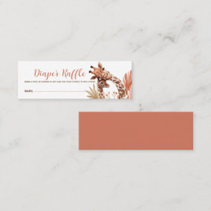 Terracotta Boho Giraffe Diaper Raffle Card