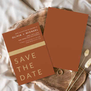 Terracotta Boho Gold Save the Date Elegant Gold 