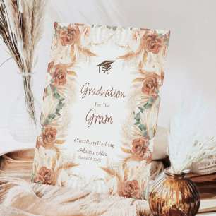 Terracotta Boho Graduation Hashtag  Pedestal Sign