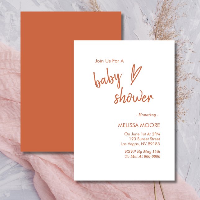 Terracotta Boho Heart Baby Shower Invitation  (Creator Uploaded)