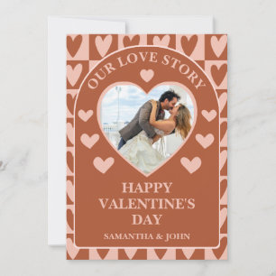 Terracotta Boho Hearts Photo Valentine’s Card