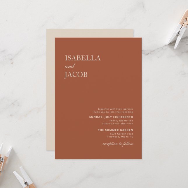 Terracotta Boho Invitation (Front/Back In Situ)