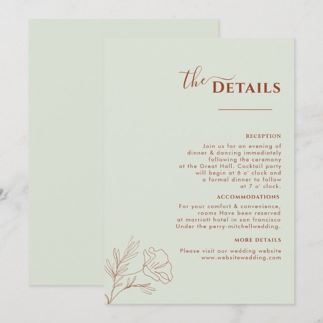 Terracotta Boho Itinerary, Rust Wedding Program Invitation (Front/Back)