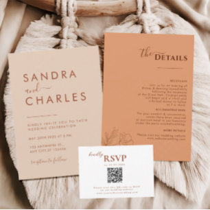 Terracotta Boho Itinerary, Rust Wedding Program Invitation