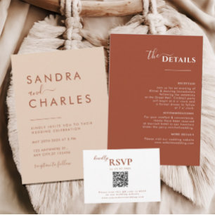 Terracotta Boho Itinerary, Rust Wedding Program Invitation