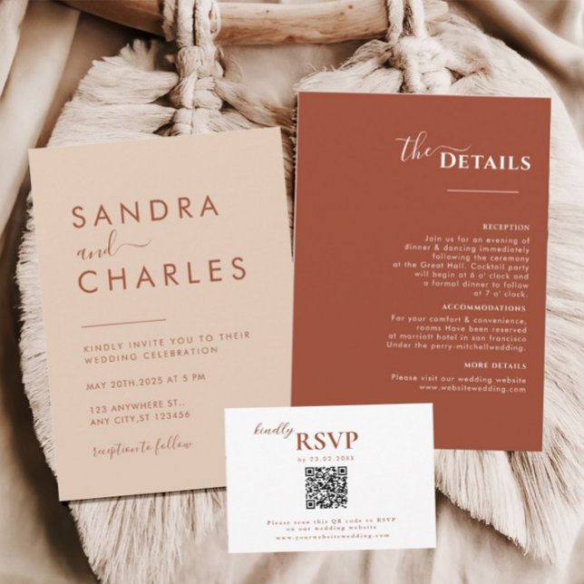 Terracotta Boho Itinerary, Rust Wedding Program Invitation (Creator Uploaded)