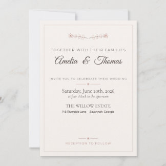 Terracotta Boho Line Art Floral Wedding Invitation