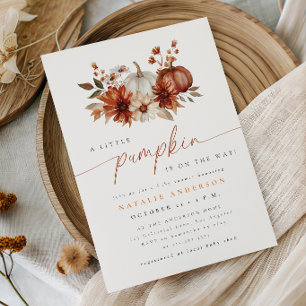 Terracotta Boho Little Pumpkin Fall Baby Shower Invitation