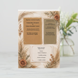 Terracotta Boho Luxury Wedding Invitation Suite