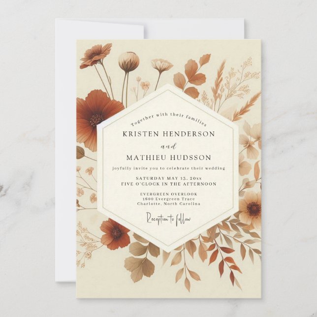 Terracotta Boho Meadow Wedding Invitation (Front)