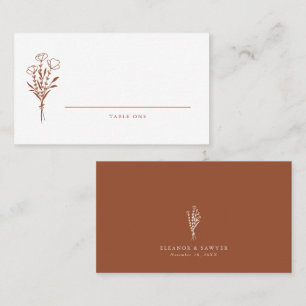 Terracotta Boho Minimalist Botanicals Wedding Place Card