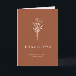 Terracotta Boho Minimalist Botanicals Wedding Thank You Card<br><div class="desc">Customisable terracotta wedding thank you card. It features a modern floral bouquet line art and simple typography. Personalise by adding names,  date and message. This minimalist floral thank you card is perfect for weddings,  bridal showers,  baby showers,  birthdays,  and other events.</div>