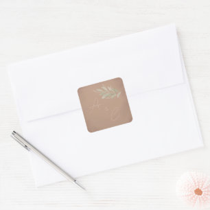 Terracotta Boho Minimalist Wedding Square Sticker