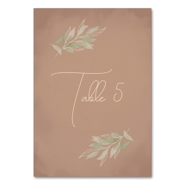 Terracotta Boho Minimalist Wedding Table Number (Front)